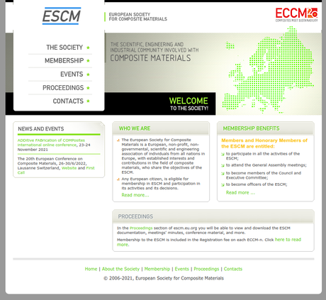 Screenshot of the previous ESCM website.